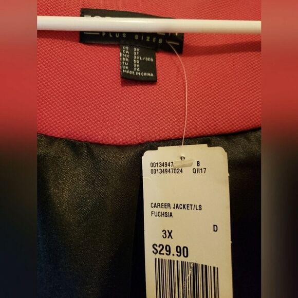 Forever 21 Women's Plus 3X 🆕 Hot Pink Career Drape Zipper Pocket Blazer Jacket - Picture 6 of 8